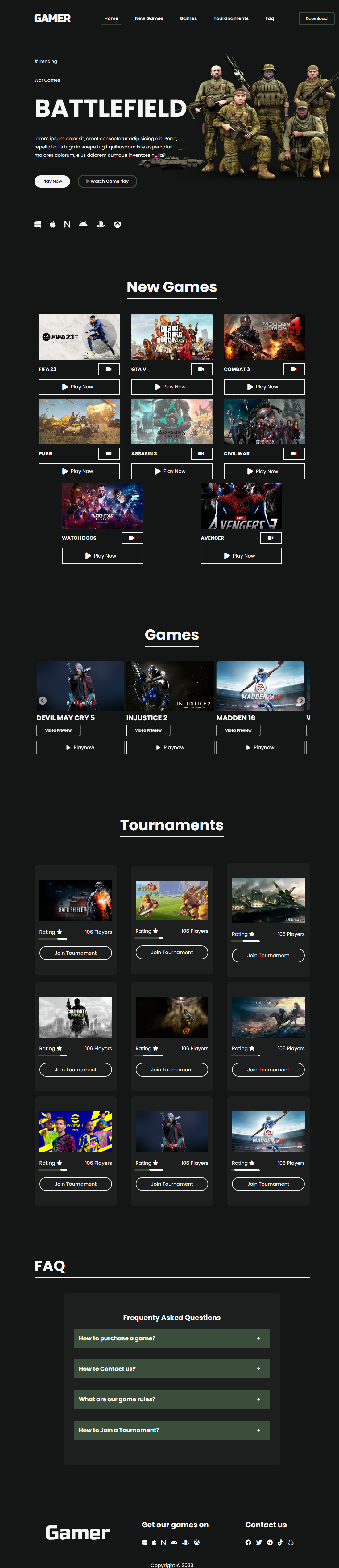 This website design is a landing page for a new game under development. It is fast, neat and have great UI/UX